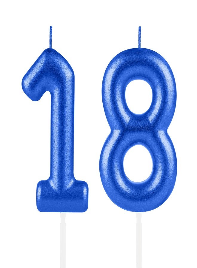 Hongplus Royal Blue Number 18 Candles, Navy Happy 18 Birthday Candles for Cake, Blue Cake Topper Decorations for Men Women 18th Birthday Party Decorations - Image 1